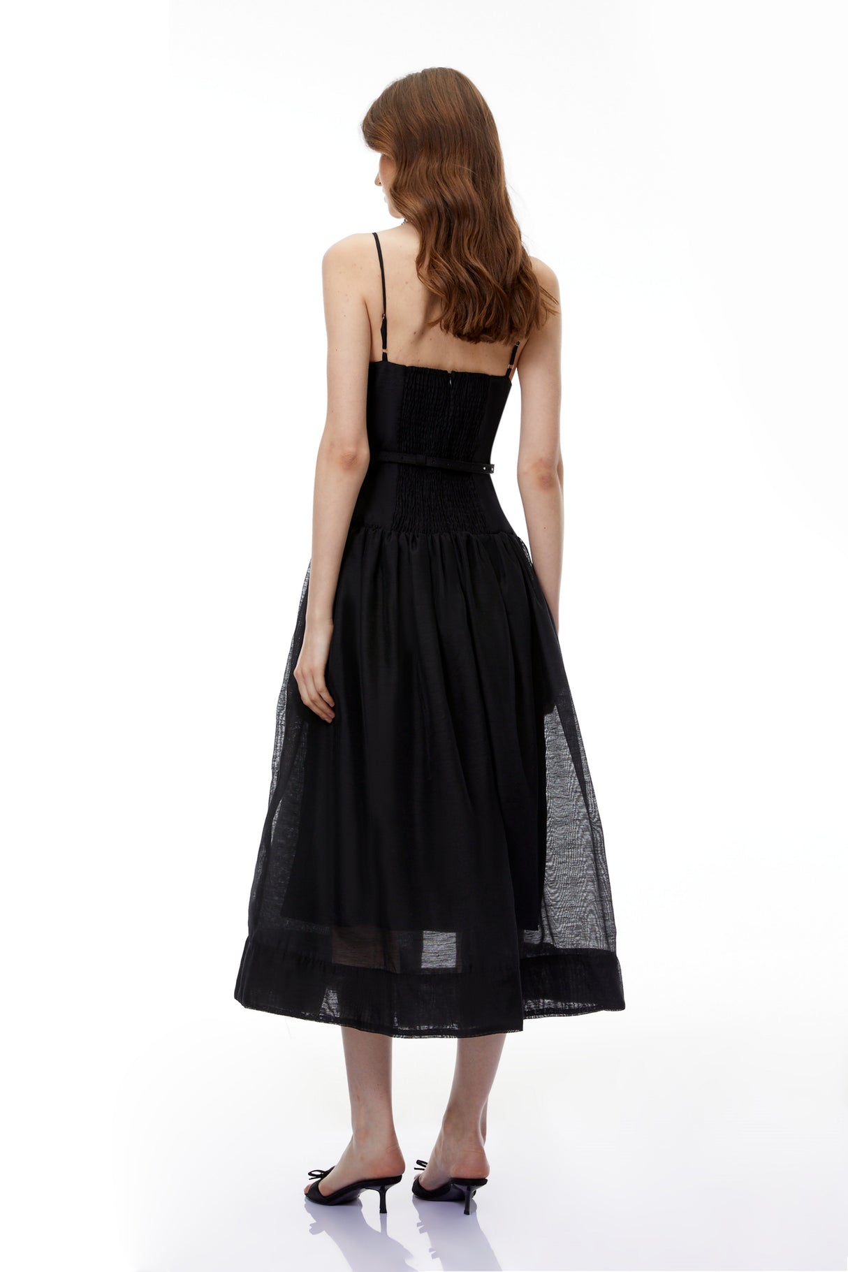 Aurohaya Circe Black Sweetheart Neckline Flared Midi Dress