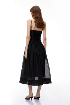 Aurohaya Circe Black Sweetheart Neckline Flared Midi Dress