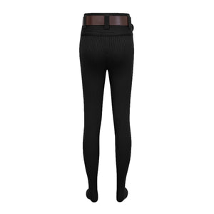 Aurohaya Claire Black Ribbed Knit Bodysuit & Trousers Set