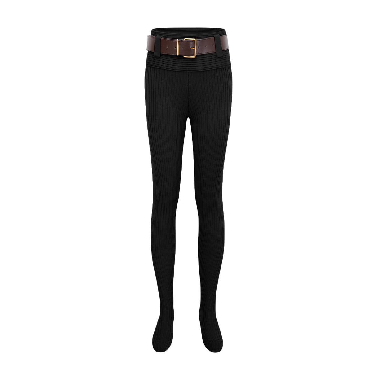 Aurohaya Claire Black Ribbed Knit Bodysuit & Trousers Set