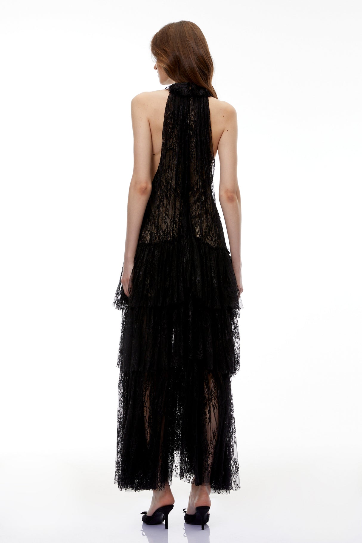 Aurohaya Coralie Black Floral Lace Maxi Dress