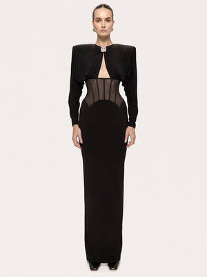 Aurohaya Raphaëlle Diamond Mesh Maxi Dress