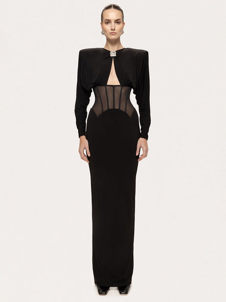 Aurohaya Raphaëlle Diamond Mesh Maxi Dress