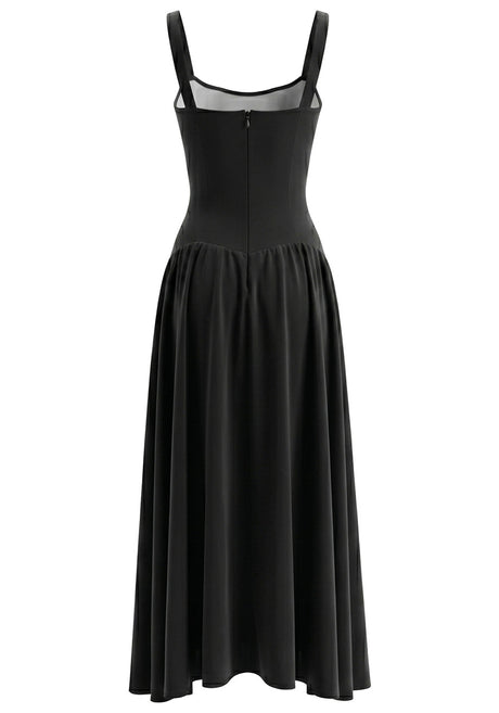 Crystal Embellished A Line Maxi Dress Black