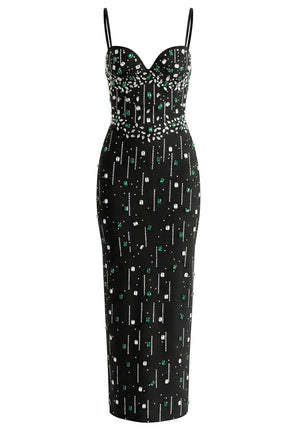 Crystal Front Maxi Dress Black
