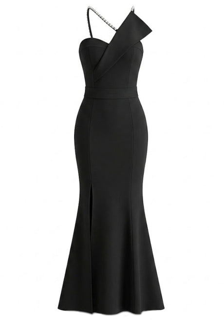 Crystal Straps Maxi Dress Black