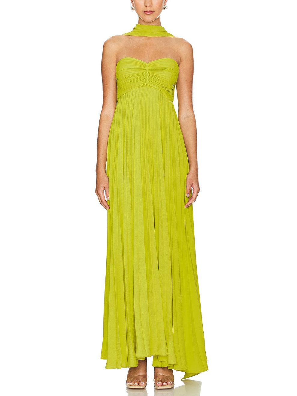 Aurohaya Exquisite Princess Pleated Off-the-shoulder Party Maxi Dress