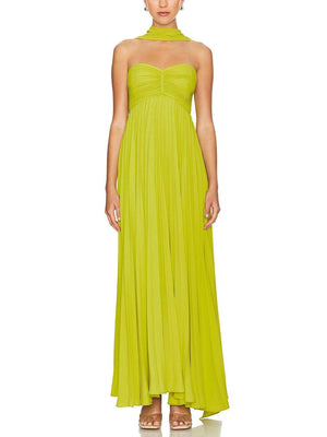 Aurohaya Exquisite Princess Pleated Off-the-shoulder Party Maxi Dress