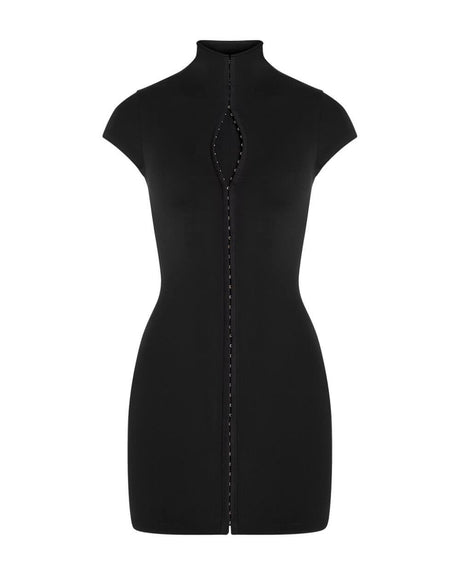 Aurohaya Nyx Zip-Front Bodycon Mini Dress