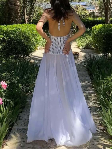 Aurohaya Personalized Polka Dot Print V-neck Maxi Dress