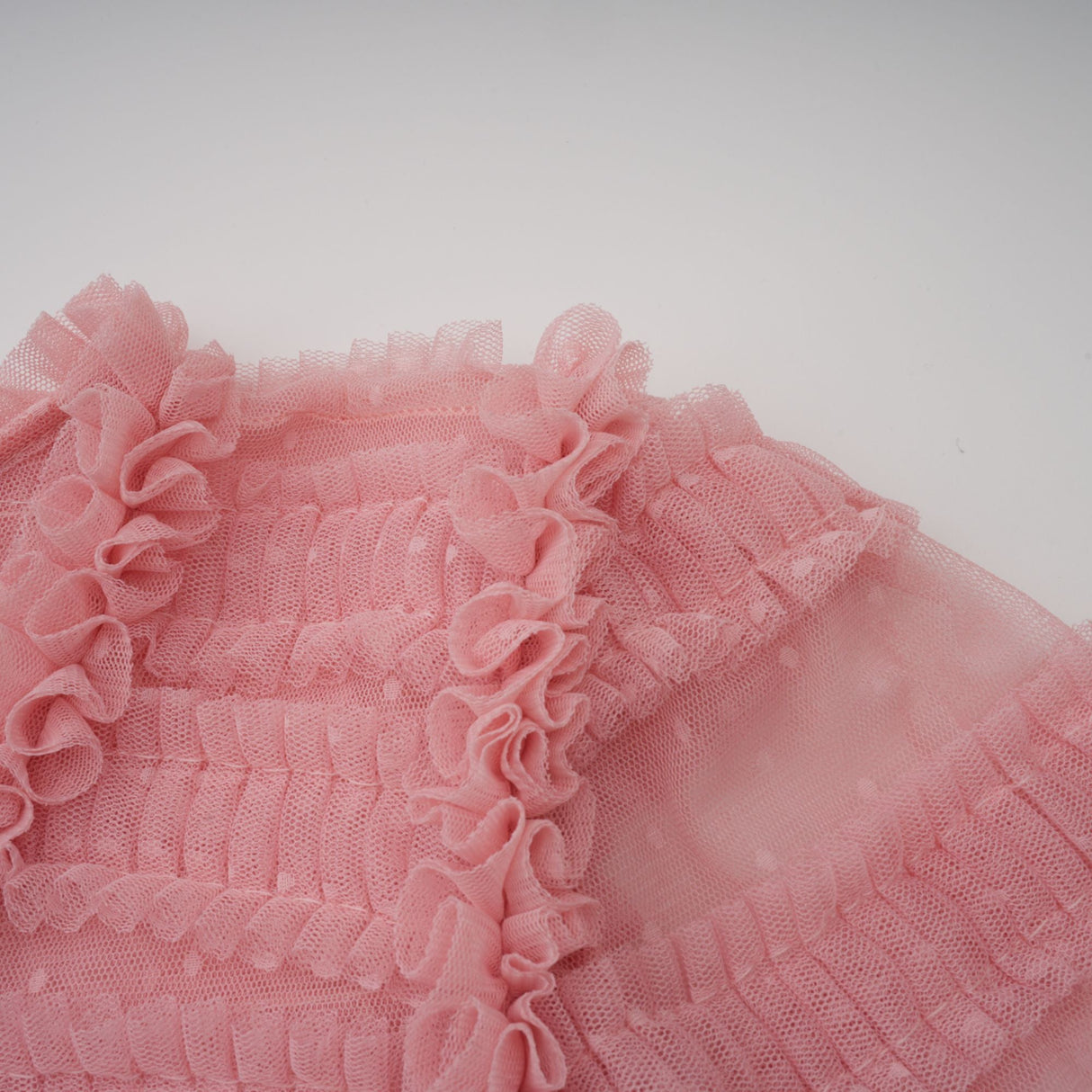 Aurohaya Aimée pink dot-detail ruffled tulle midi dress