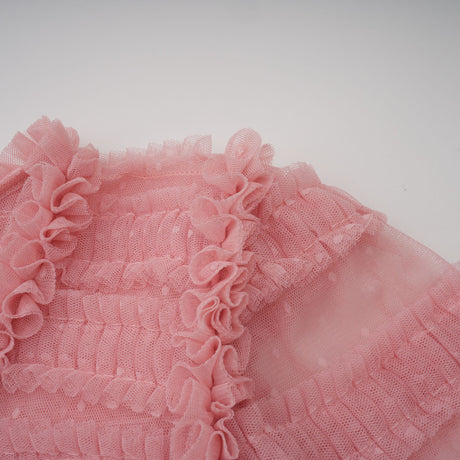 Aurohaya Aimée pink dot-detail ruffled tulle midi dress