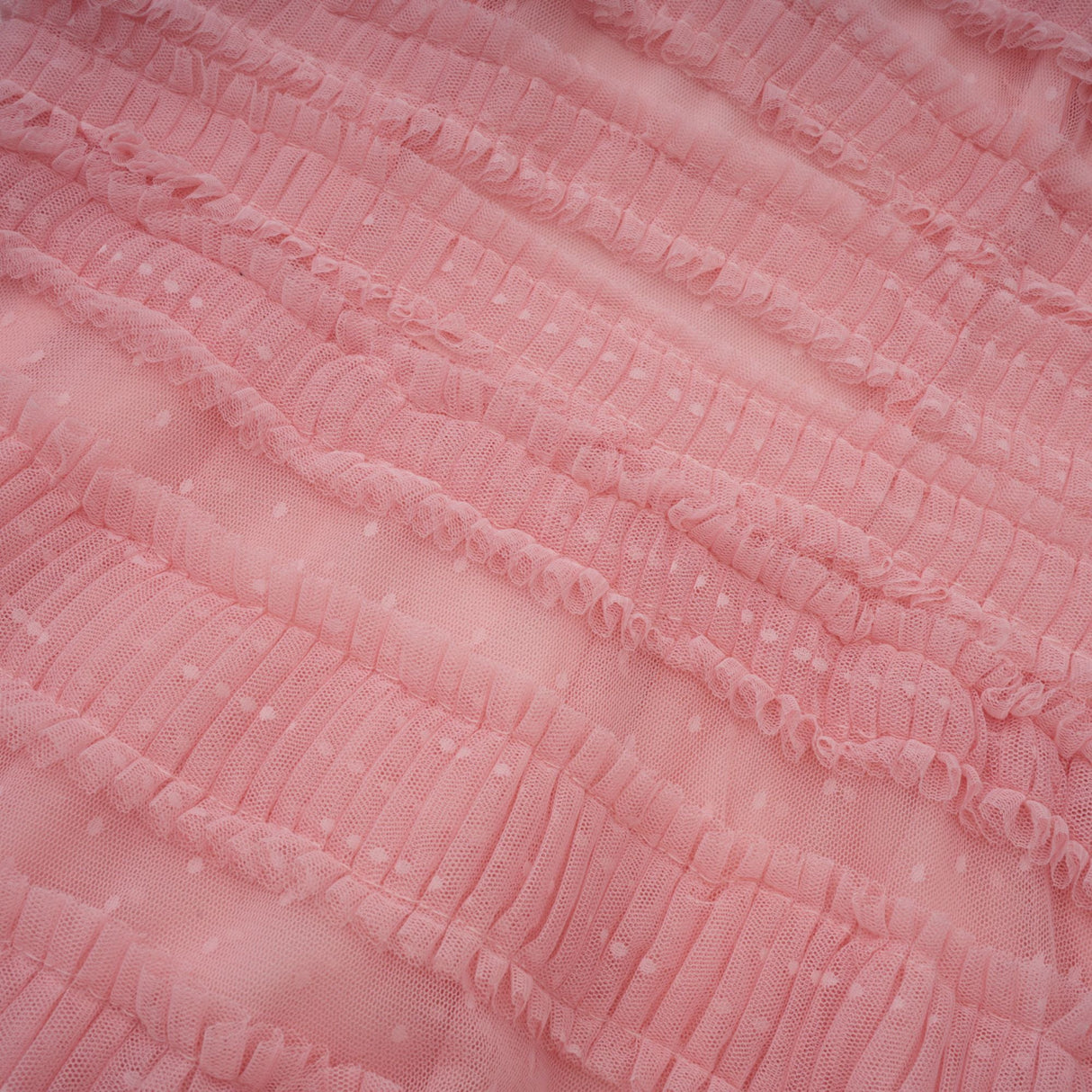Aurohaya Aimée pink dot-detail ruffled tulle midi dress