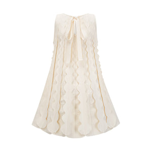 Aurohaya Axelle white wavy-detail sleeveless mini dress