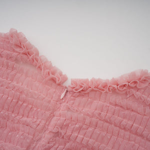 Aurohaya Aimée pink dot-detail ruffled tulle midi dress