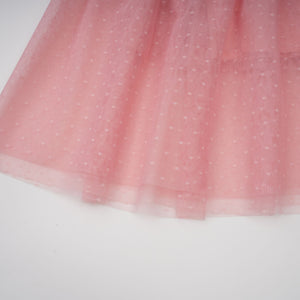 Aurohaya Aimée pink dot-detail ruffled tulle midi dress