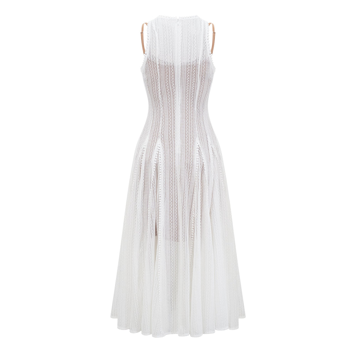 Aurohaya Hélène white pointelle puff midi dress
