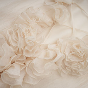 Aurohaya Zéphyrine floral-appliqué tiered mini dress in Neutrals