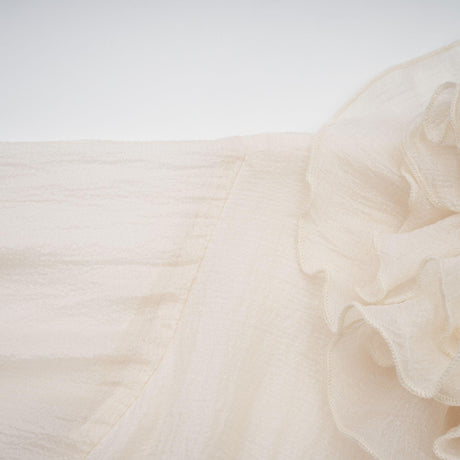 Aurohaya Léonie floral-appliqué tiered mini dress in Neutrals