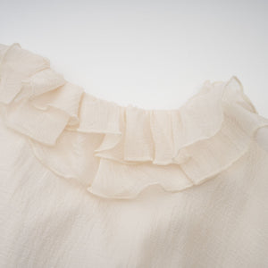 Aurohaya Zéphyrine floral-appliqué tiered mini dress in Neutrals