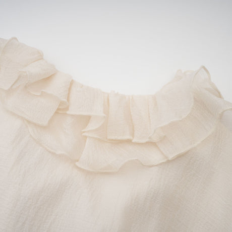 Aurohaya Zéphyrine floral-appliqué tiered mini dress in Neutrals