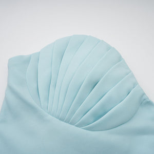 Aurohaya Carlotta blue pleated corset maxi dress