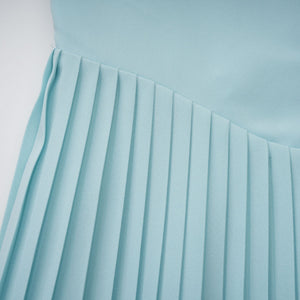 Aurohaya Carlotta blue pleated corset maxi dress