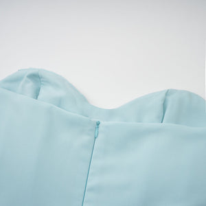 Aurohaya Carlotta blue pleated corset maxi dress
