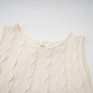 Aurohaya Axelle white wavy-detail sleeveless mini dress