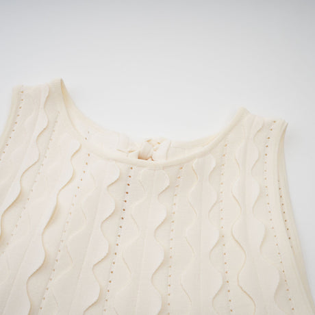 Aurohaya Axelle white wavy-detail sleeveless mini dress
