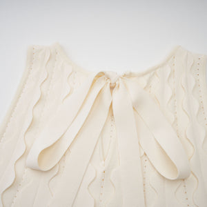 Aurohaya Axelle white wavy-detail sleeveless mini dress