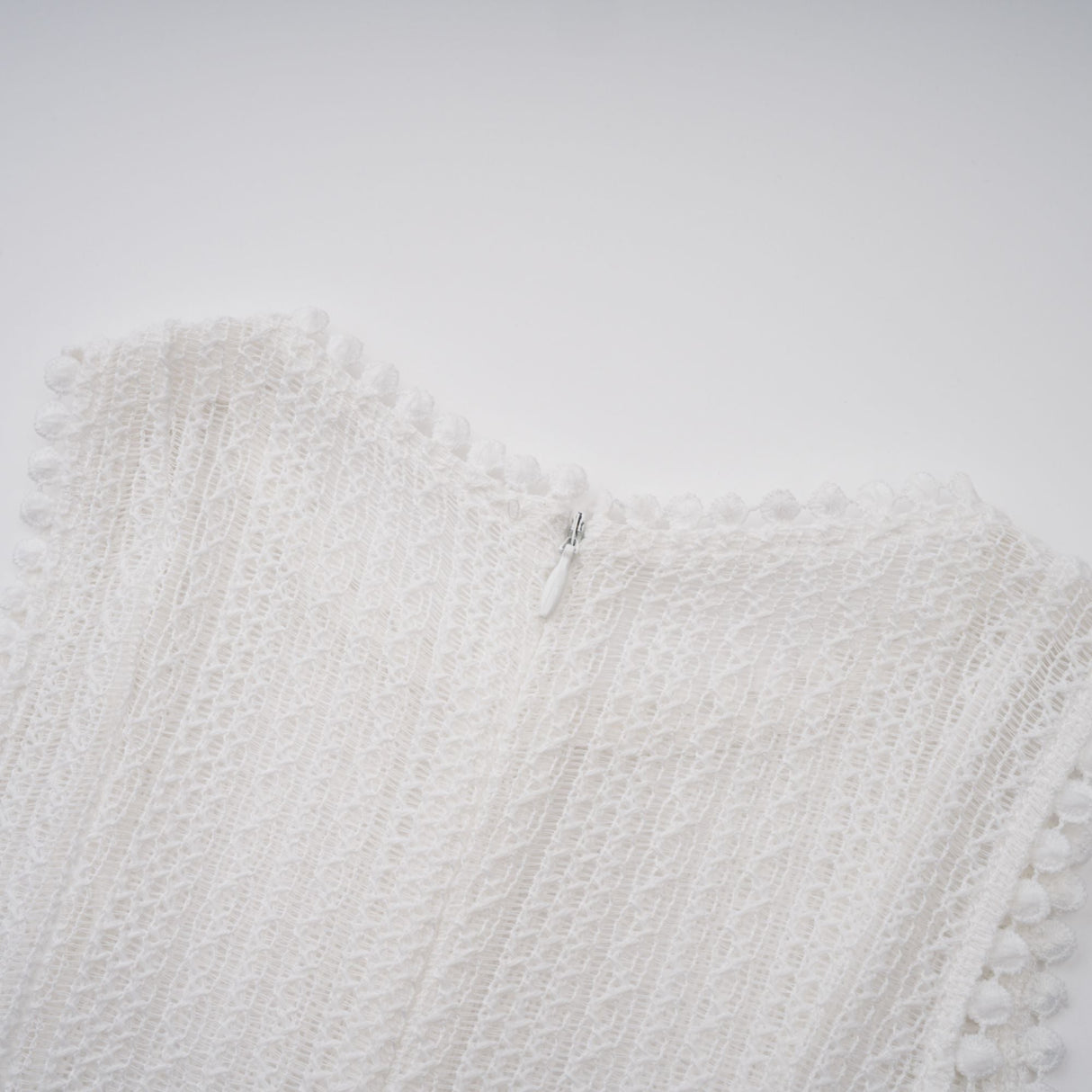 Aurohaya Hélène white pointelle puff midi dress