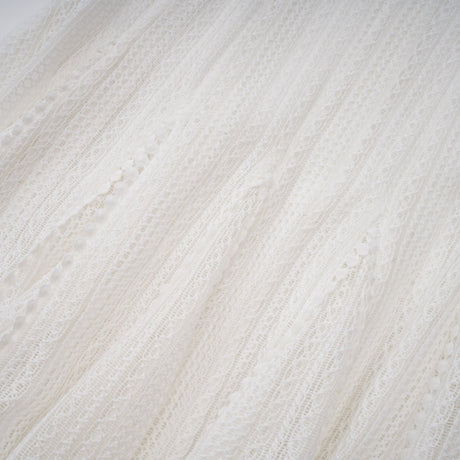 Aurohaya Hélène white pointelle puff midi dress