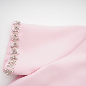 Aurohaya Cassi crystal-accented pink bow midi dress