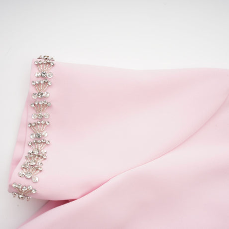 Aurohaya Cassi crystal-accented pink bow midi dress