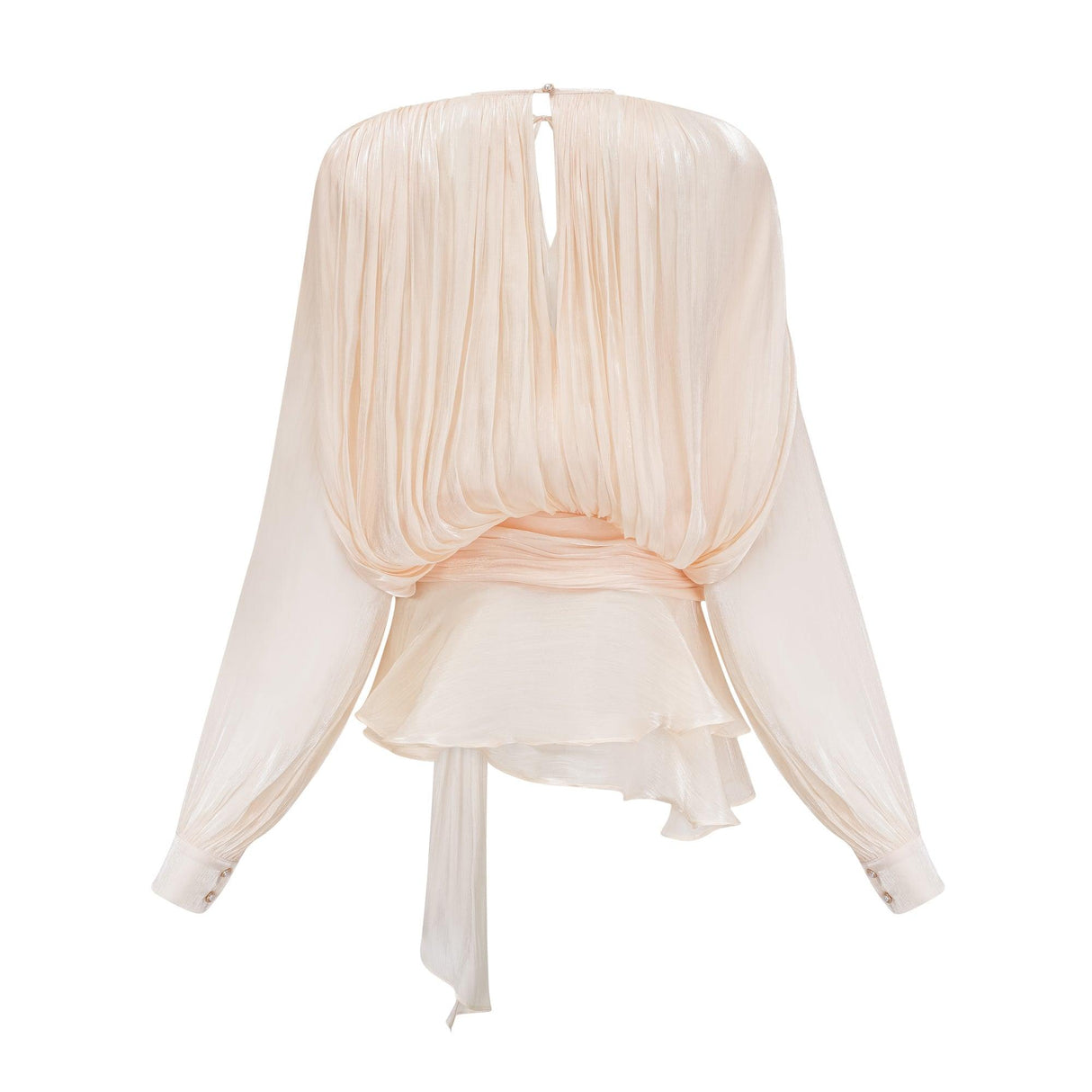 Aurohaya Eugénie Neutral Fully Pleated Ruffled Mini Dress