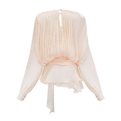 Aurohaya Eugénie Neutral Fully Pleated Ruffled Mini Dress
