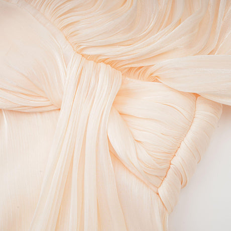 Aurohaya Eugénie Neutral Fully Pleated Ruffled Mini Dress