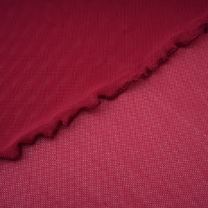 Aurohaya Sylphe Red Asymmetrical Ruched Mesh Maxi Dress