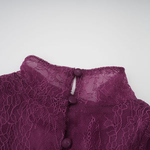 Aurohaya Célestine Magenta Lace Bodice Ruched Maxi Dress