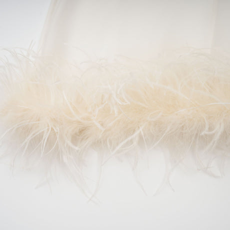 Aurohaya Adrienne White Feather Trim Mini Dress