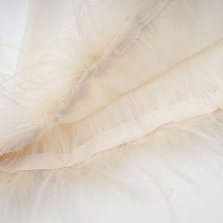 Aurohaya Adrienne White Feather Trim Mini Dress