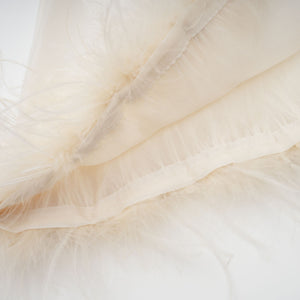 Aurohaya Adrienne White Feather Trim Mini Dress