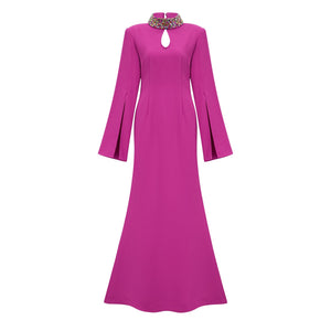 Aurohaya Majestueuse Fuchsia Keyhole-Detail Mermaid Gown