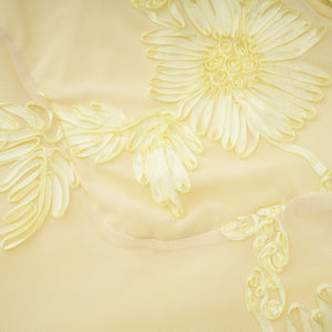 Aurohaya Théoline Yellow Floral Appliqué Corset Maxi Dress