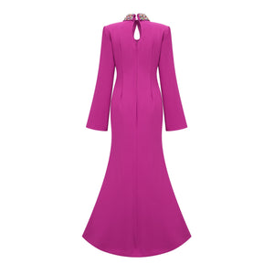 Aurohaya Majestueuse Fuchsia Keyhole-Detail Mermaid Gown