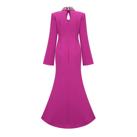 Aurohaya Majestueuse Fuchsia Keyhole-Detail Mermaid Gown