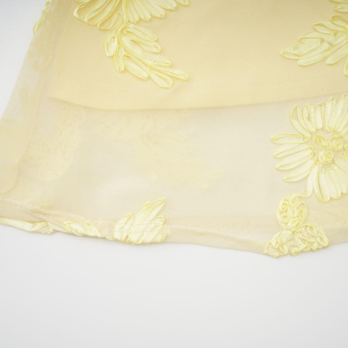 Aurohaya Théoline Yellow Floral Appliqué Corset Maxi Dress