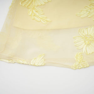 Aurohaya Théoline Yellow Floral Appliqué Corset Maxi Dress