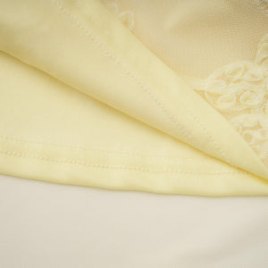 Aurohaya Théoline Yellow Floral Appliqué Corset Maxi Dress